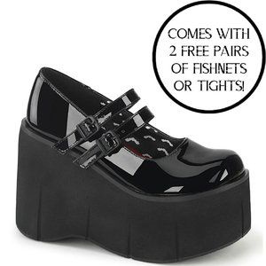 Demonia Kera 08 Black Patent Platform Mary Jane Shoe